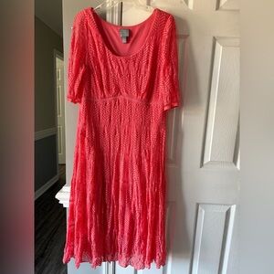 Coral dress; size 16; excellent condition